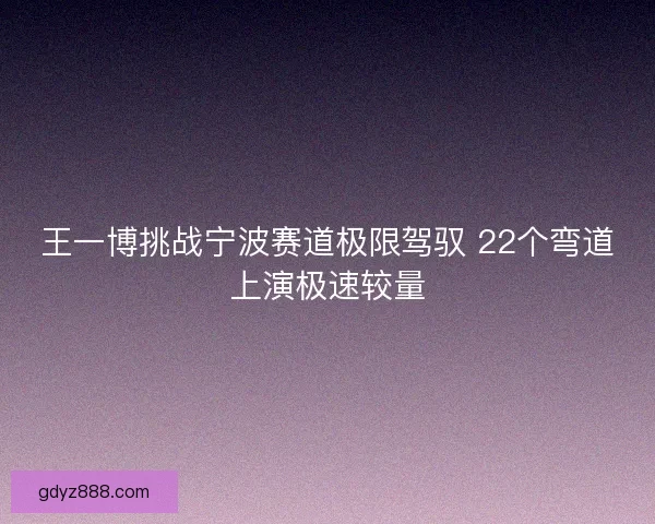 王一博挑战宁波赛道极限驾驭 22个弯道上演极速较量